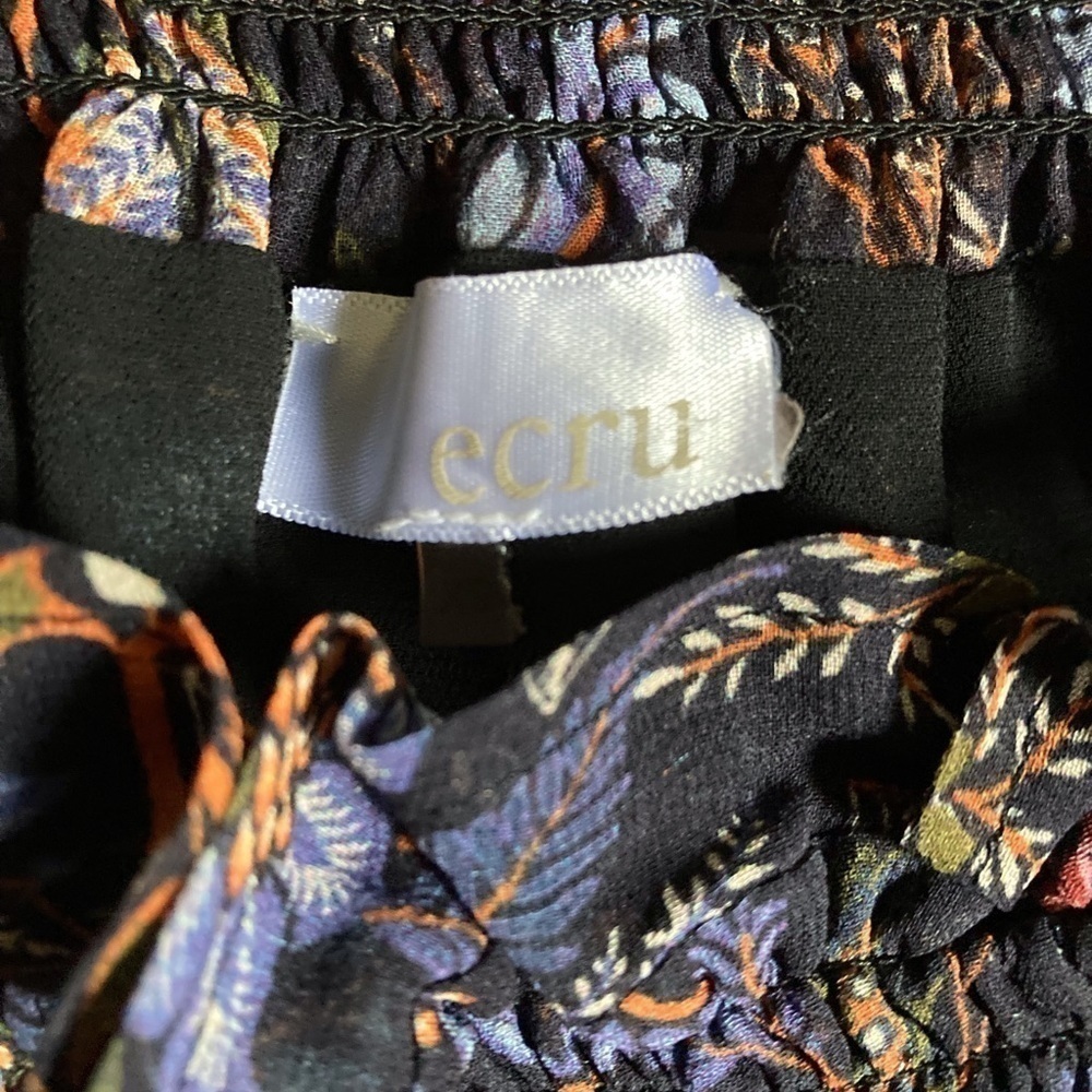 ECRU Clothing Silk Floral Ruffle Maxi Dress On or off Shoulder - Picture 7 of 11